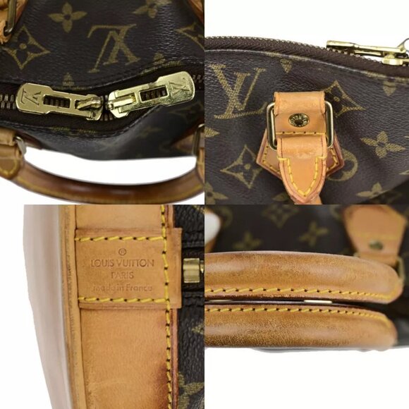 LOUIS VUITTON LV Logo Alma Hand Bag Monogram Leather Brown France - Picture 4 of 16